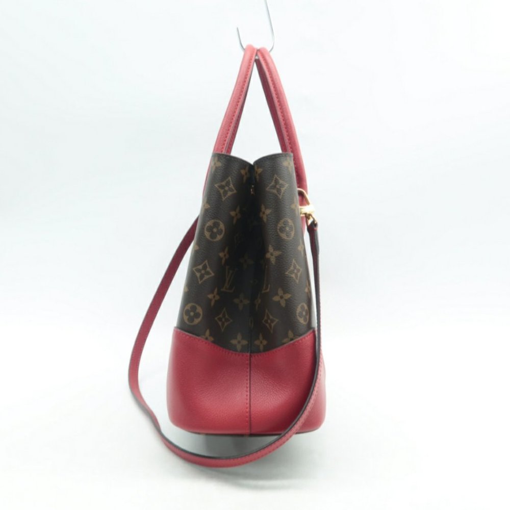 100% Authentic Louis Vuitton Flandrin Brown&Red Monogram Canvas Satchel  Bag - Picture 4 of 12
